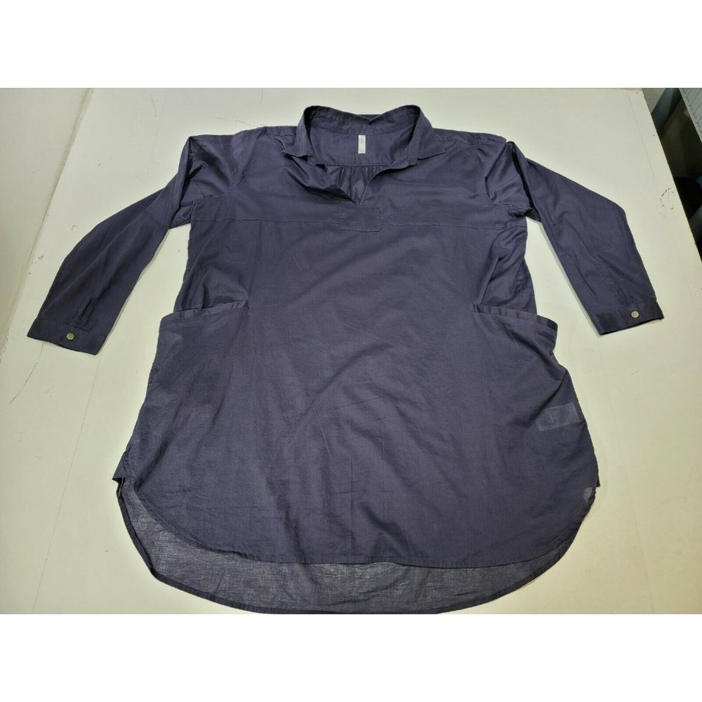 GapBody OverSized Navy Blue Long Sleeve VNeck Tunic Pullover Shirt Size XL